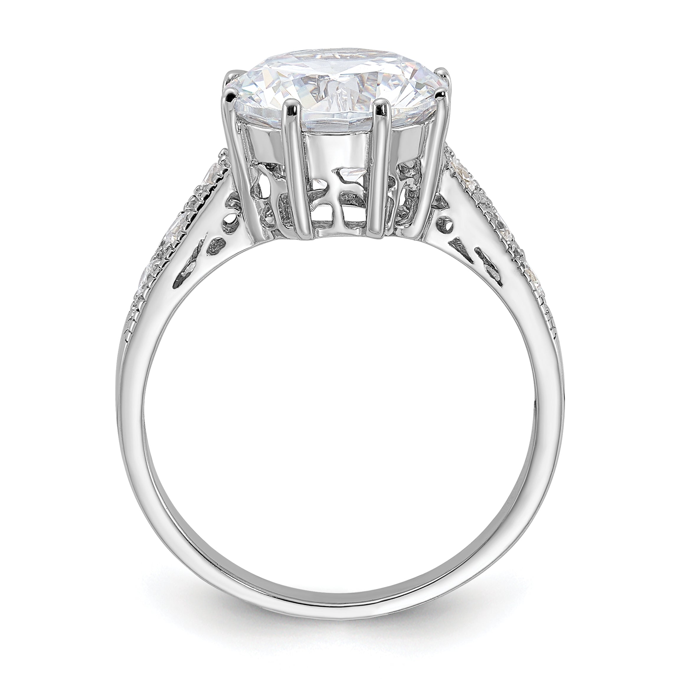 Sterling Silver Rhodium-plated CZ Ring Secondary image