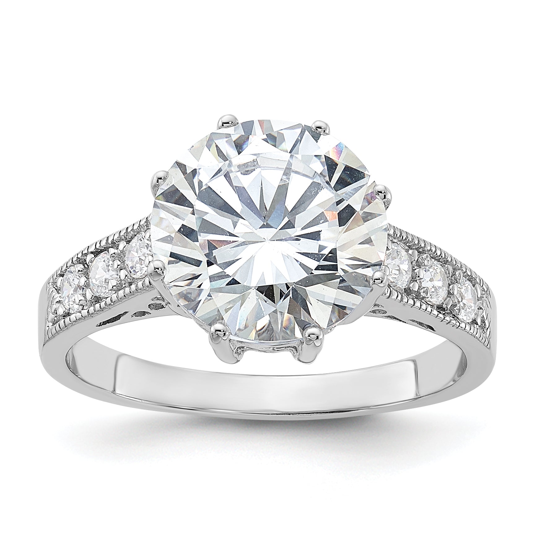 Sterling Silver Rhodium-plated CZ Ring Main image