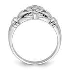 Sterling Silver Rhodium-plated CZ Claddagh Ring