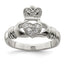Sterling Silver Rhodium-plated CZ Claddagh Ring