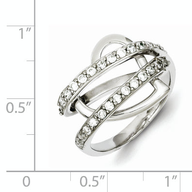 Sterling Silver CZ Captured Heart Ring Secondary image
