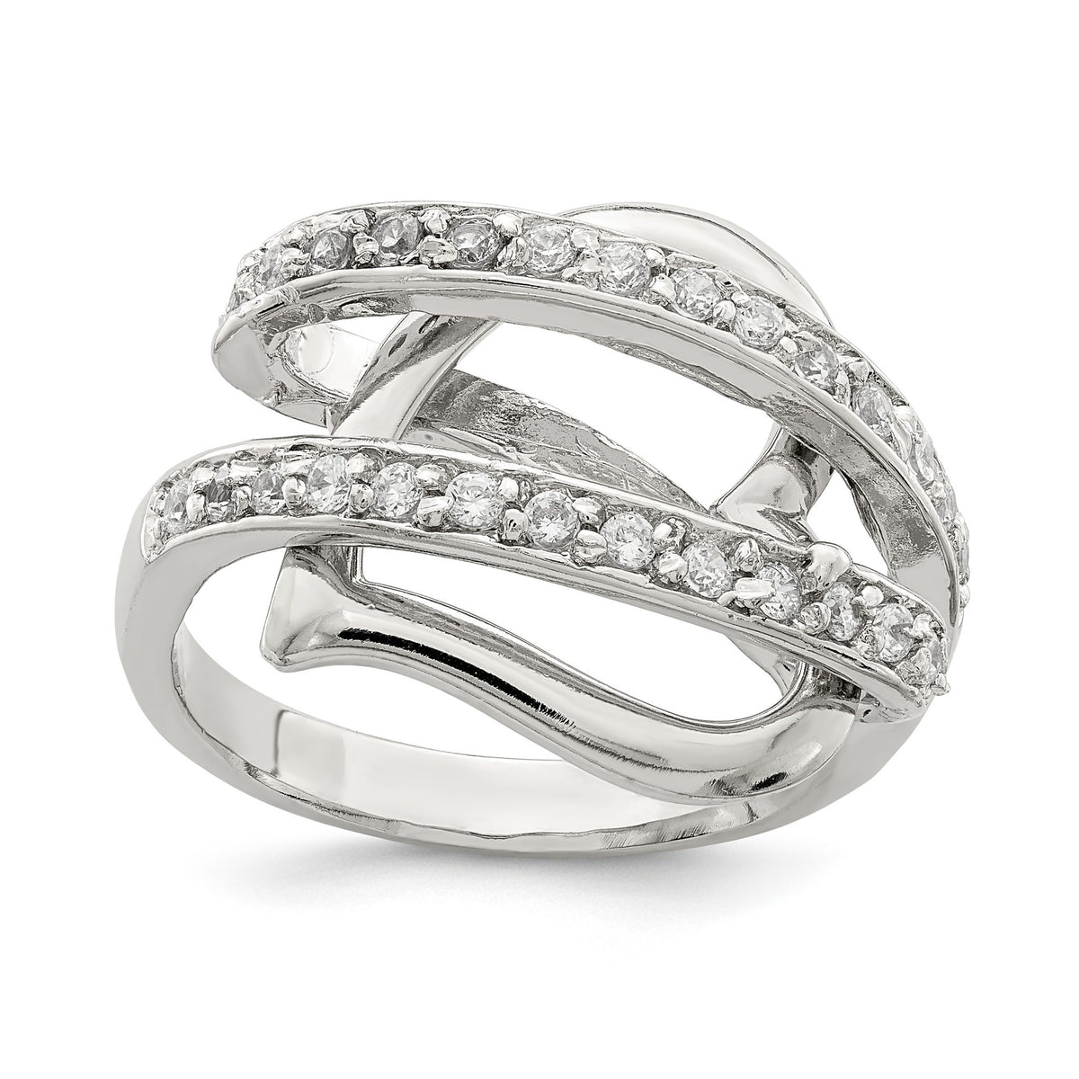 Cubic Zirconia Captured Heart Ring in Sterling Silver, Size 6 - Sophia Jewelers Main image