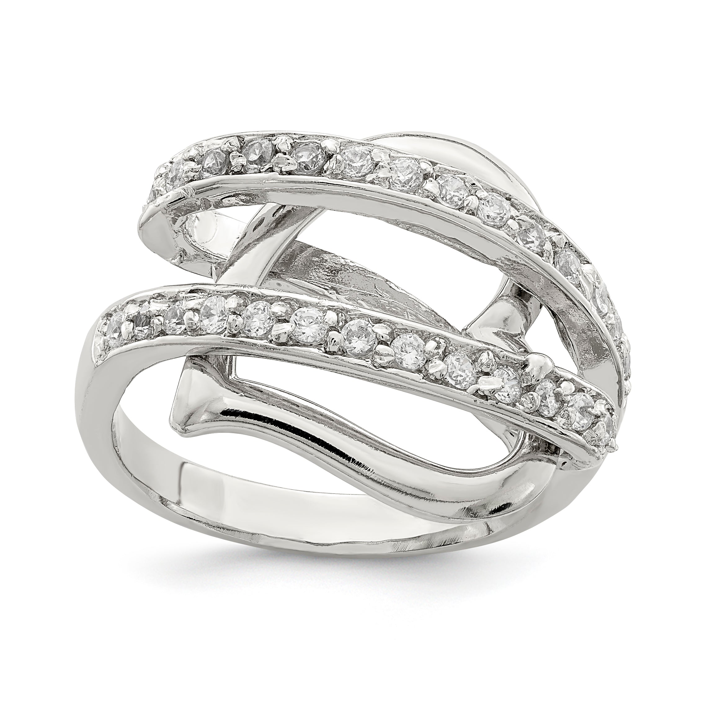 Sterling Silver CZ Captured Heart Ring Main image