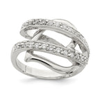 Sterling Silver CZ Captured Heart Ring