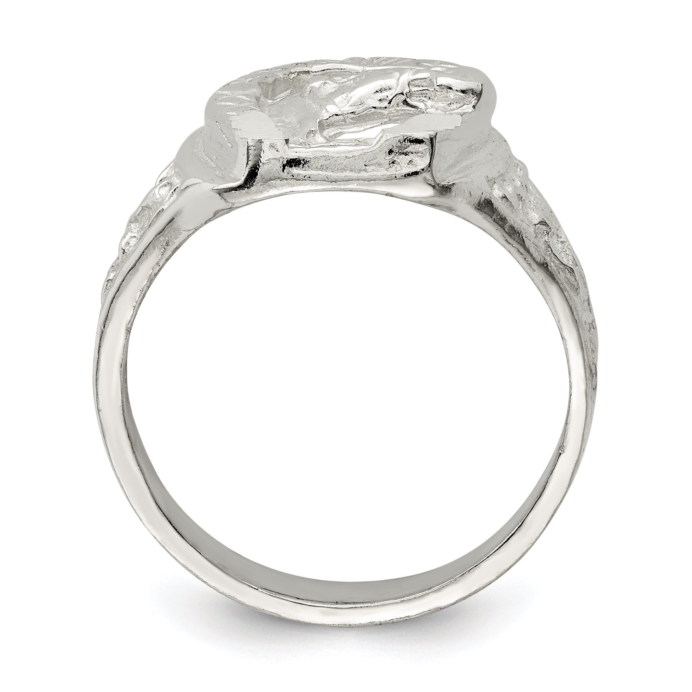 Sterling Silver Horseshoe with Horse Head Ring Secondary image