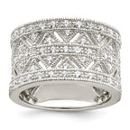 Sterling Silver Rhodium-plated Polished CZ Vintage Ring