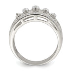 Sterling Silver Rhodium-Plated Polished Cubic Zirconi Vintage Ring