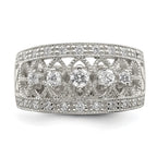 Sterling Silver Rhodium-Plated Polished Cubic Zirconi Vintage Ring