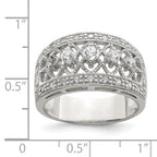 Sterling Silver Rhodium-Plated Polished Cubic Zirconi Vintage Ring