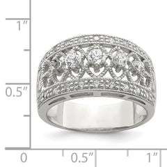 Sterling Silver Rhodium-plated Polished CZ Vintage Ring