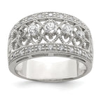 Sterling Silver Rhodium-Plated Polished Cubic Zirconi Vintage Ring