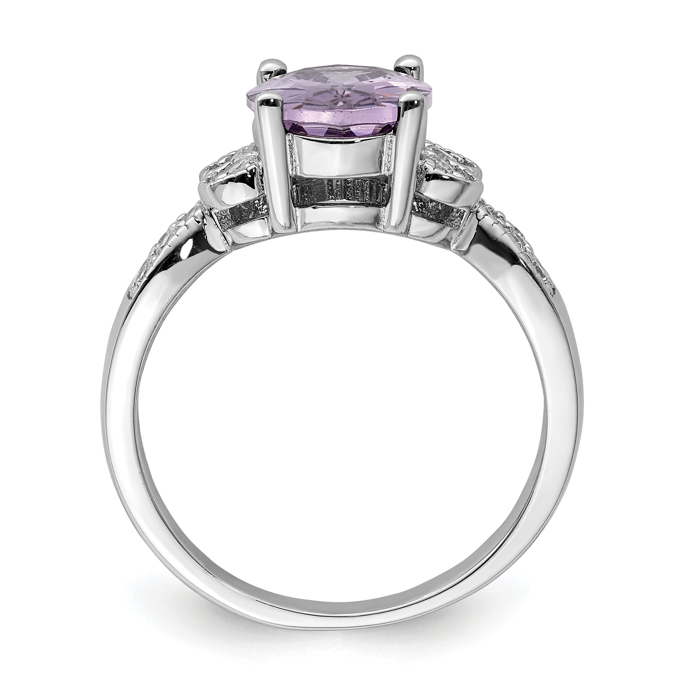 Sterling Silver Purple and Clear CZ Ring Secondary image