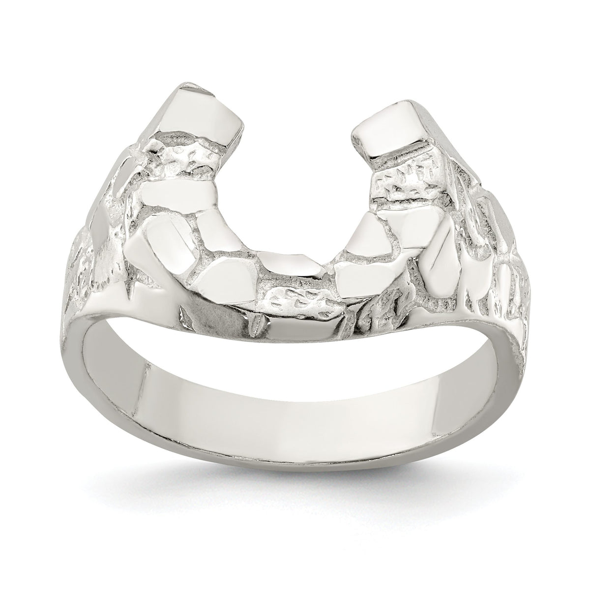 Men's Horseshoe Ring in Sterling Silver, Textured & Diamond-Cut - Sophia Jewelers Main image