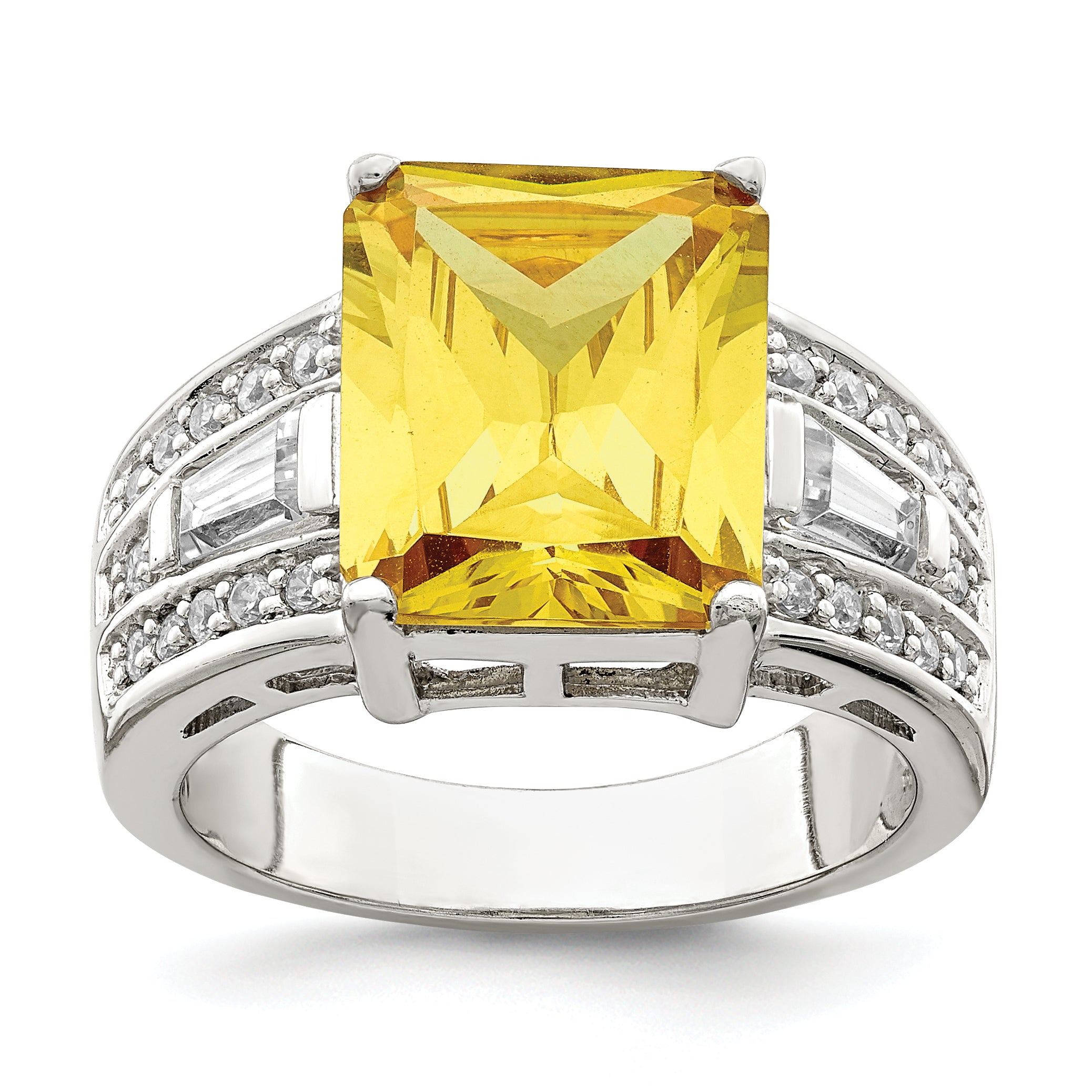 Sterling Silver Yellow & Clear CZ Ring Main image