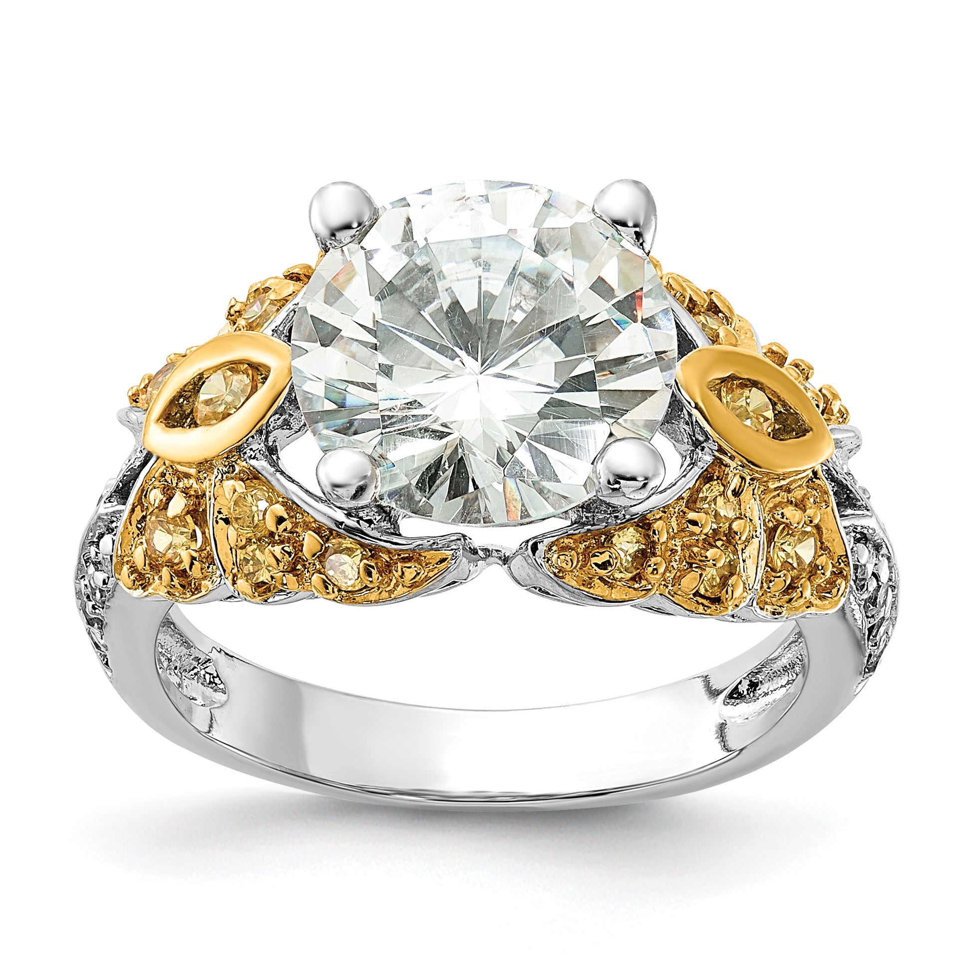 Sterling Silver & Gold-tone Vermeil Yellow & Clear CZ Ring Main image