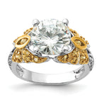 Sterling Silver & Gold-tone Vermeil Yellow & Clear CZ Ring