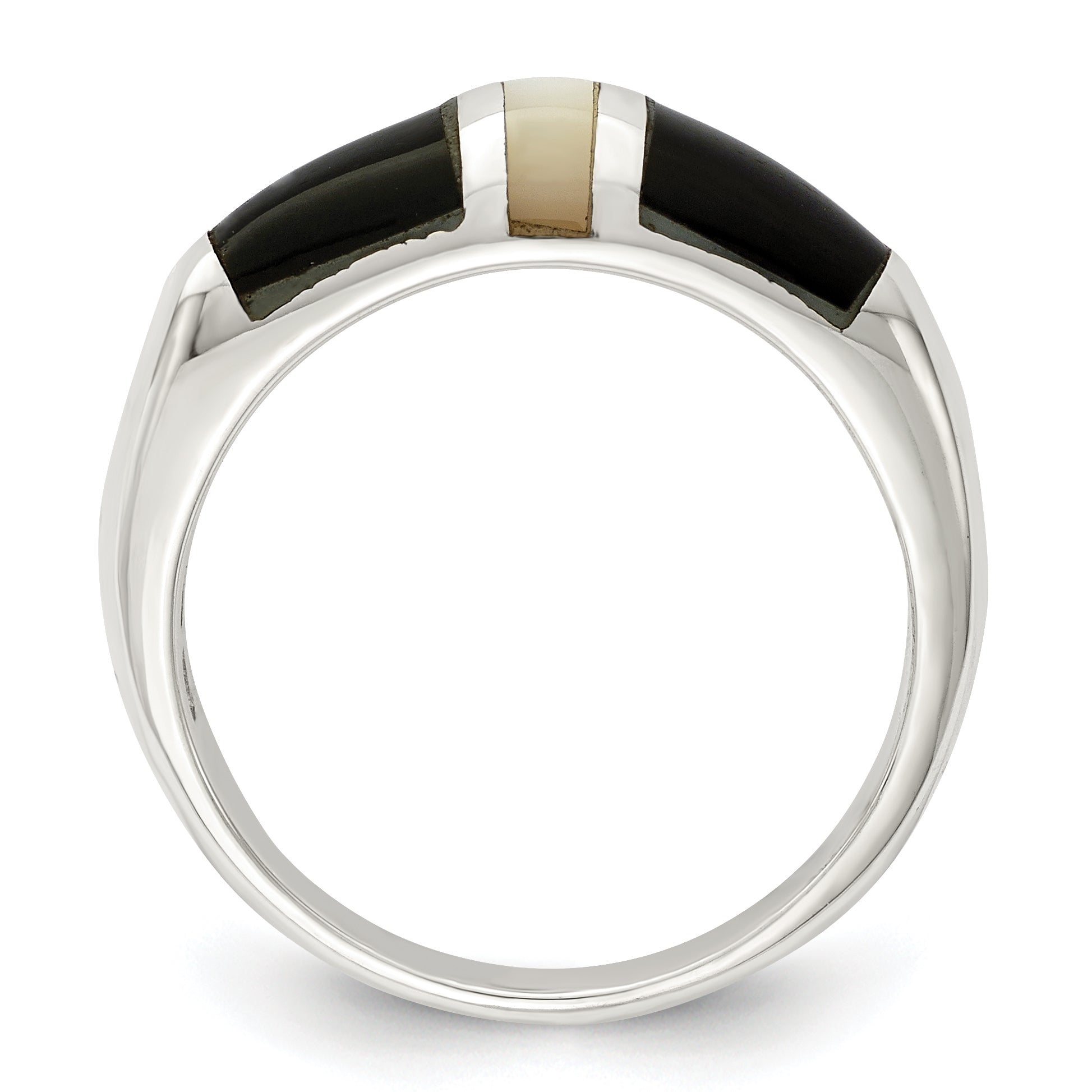 Sterling Silver Onyx & Mother of Pearl Ring Secondary image