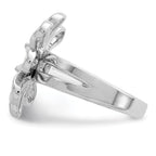 Sterling Silver Rhodium-plated Lab Created Opal Flower Ring