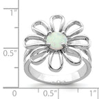 Sterling Silver Rhodium-plated Lab Created Opal Flower Ring