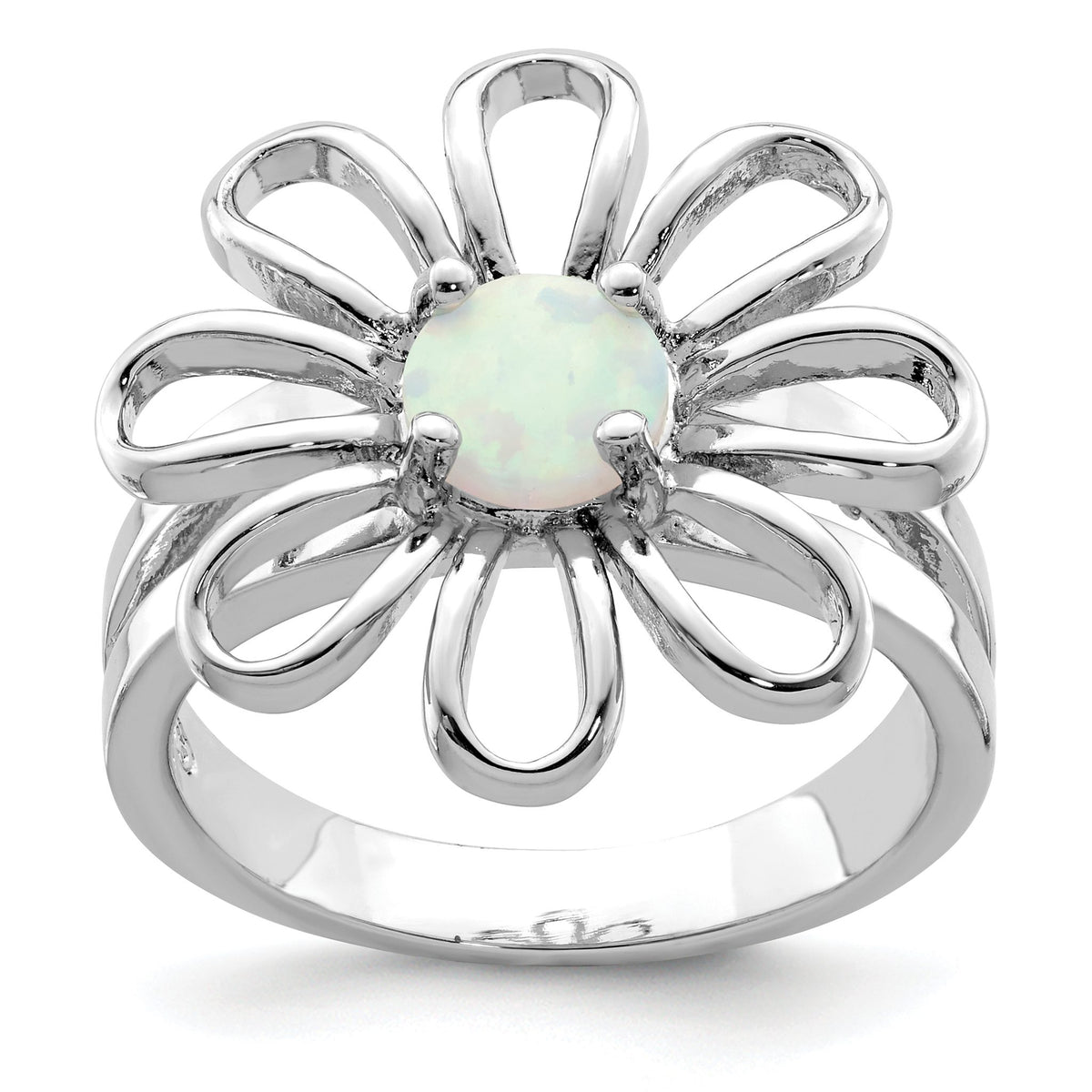 Lab-Created Opal Flower Ring in Sterling Silver - Sophia Jewelers Main image