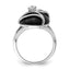 Sterling Silver Rhodium-Plated Onyx and Cubic Zirconi Ring