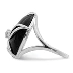 Sterling Silver Rhodium-Plated Onyx and Cubic Zirconi Ring