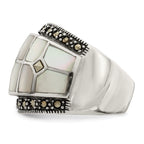 Sterling Silver Marcasite & Mother of Pearl Ring
