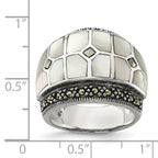 Sterling Silver Marcasite & Mother of Pearl Ring