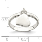 Sterling Silver Dangle Heart Ring