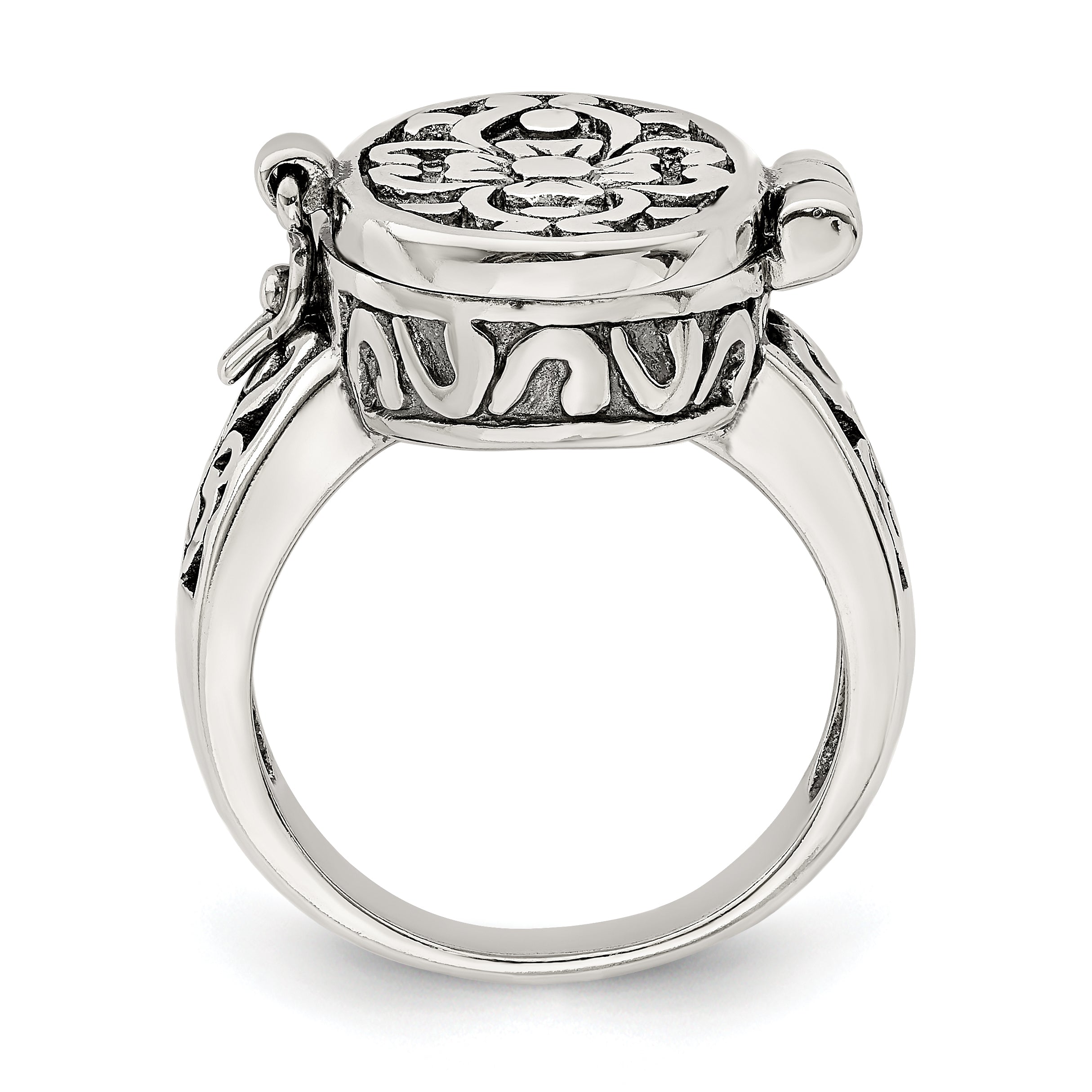 Sterling Silver Antiqued Oval Locket Ring Secondary image
