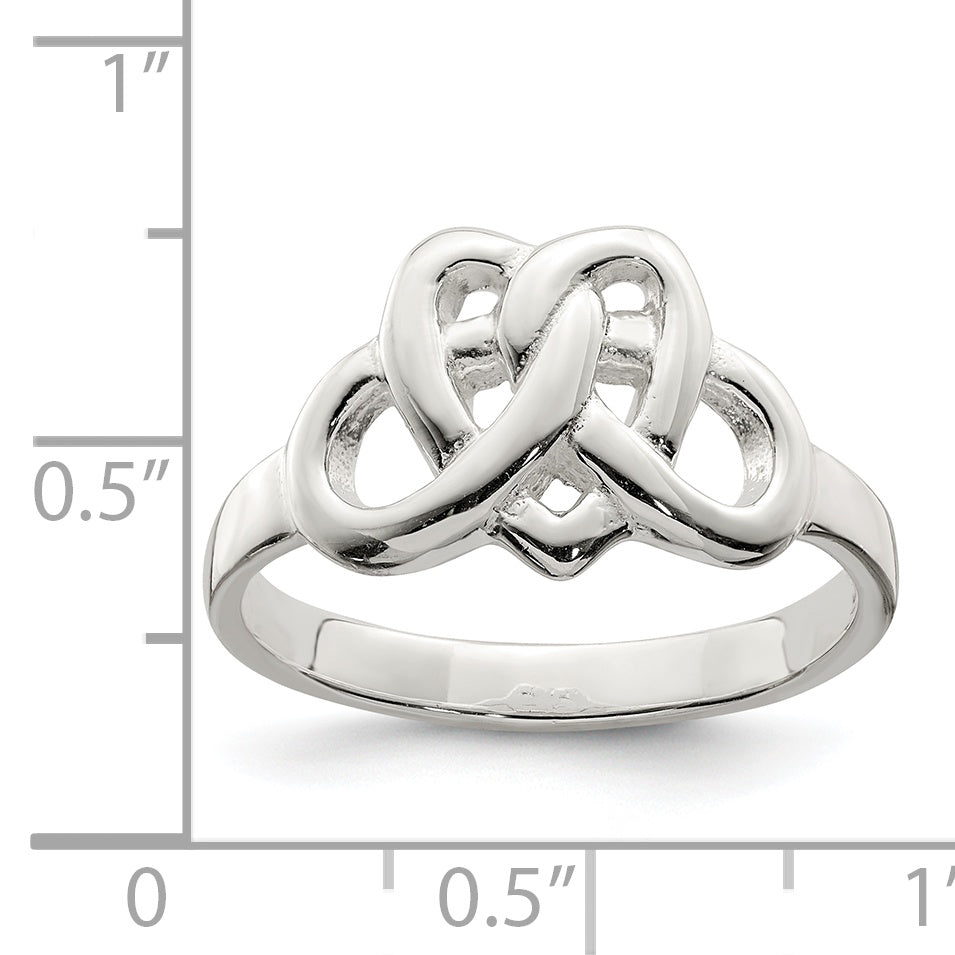 Sterling Silver Fancy Celtic Heart Pattern Woven Ring