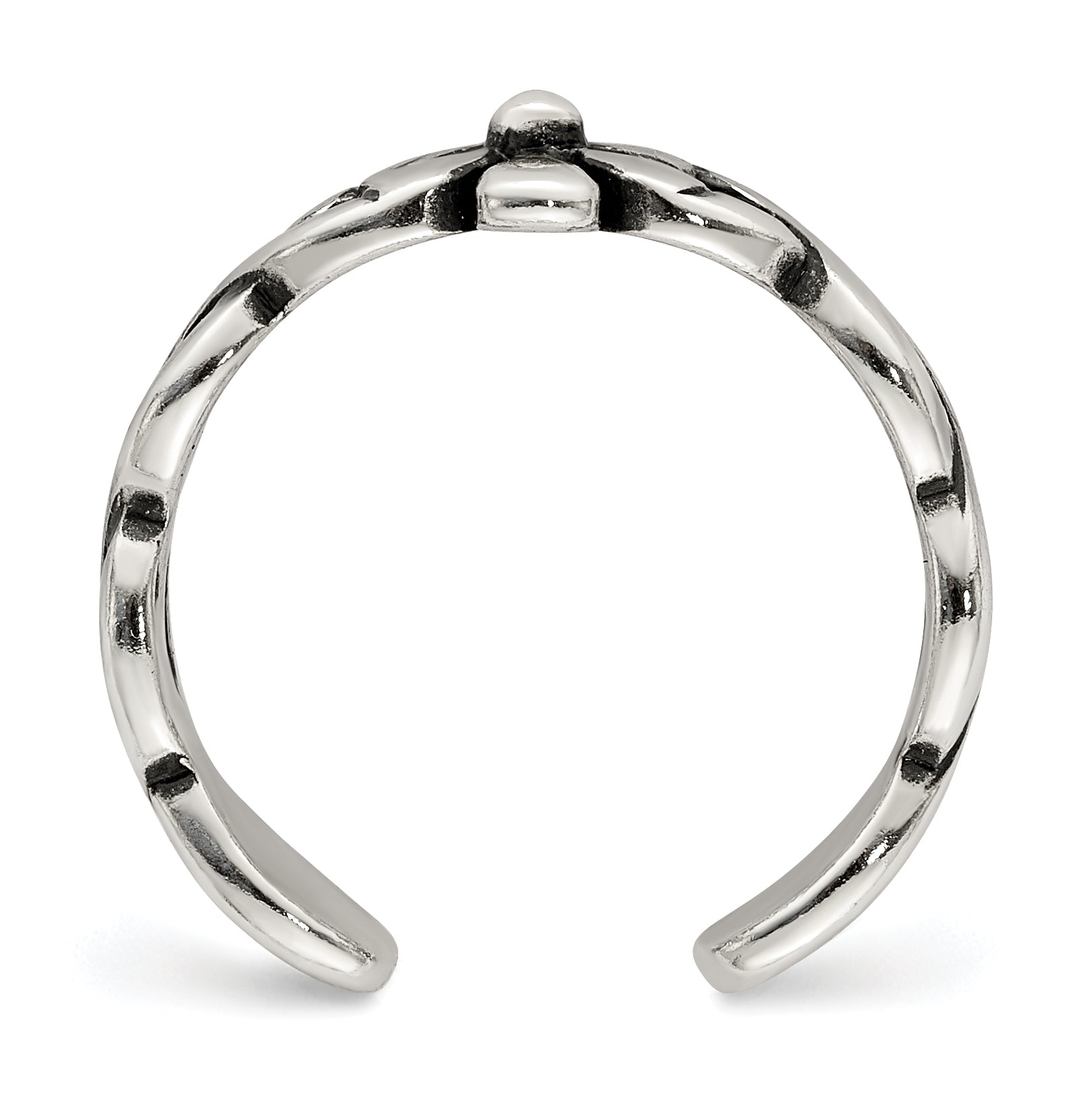 Sterling Silver Antiqued Floral Toe Ring Secondary image