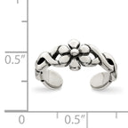 Sterling Silver Antiqued Floral Toe Ring
