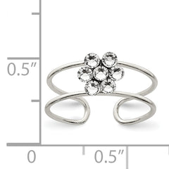 Sterling Silver CZ Flower Toe Ring