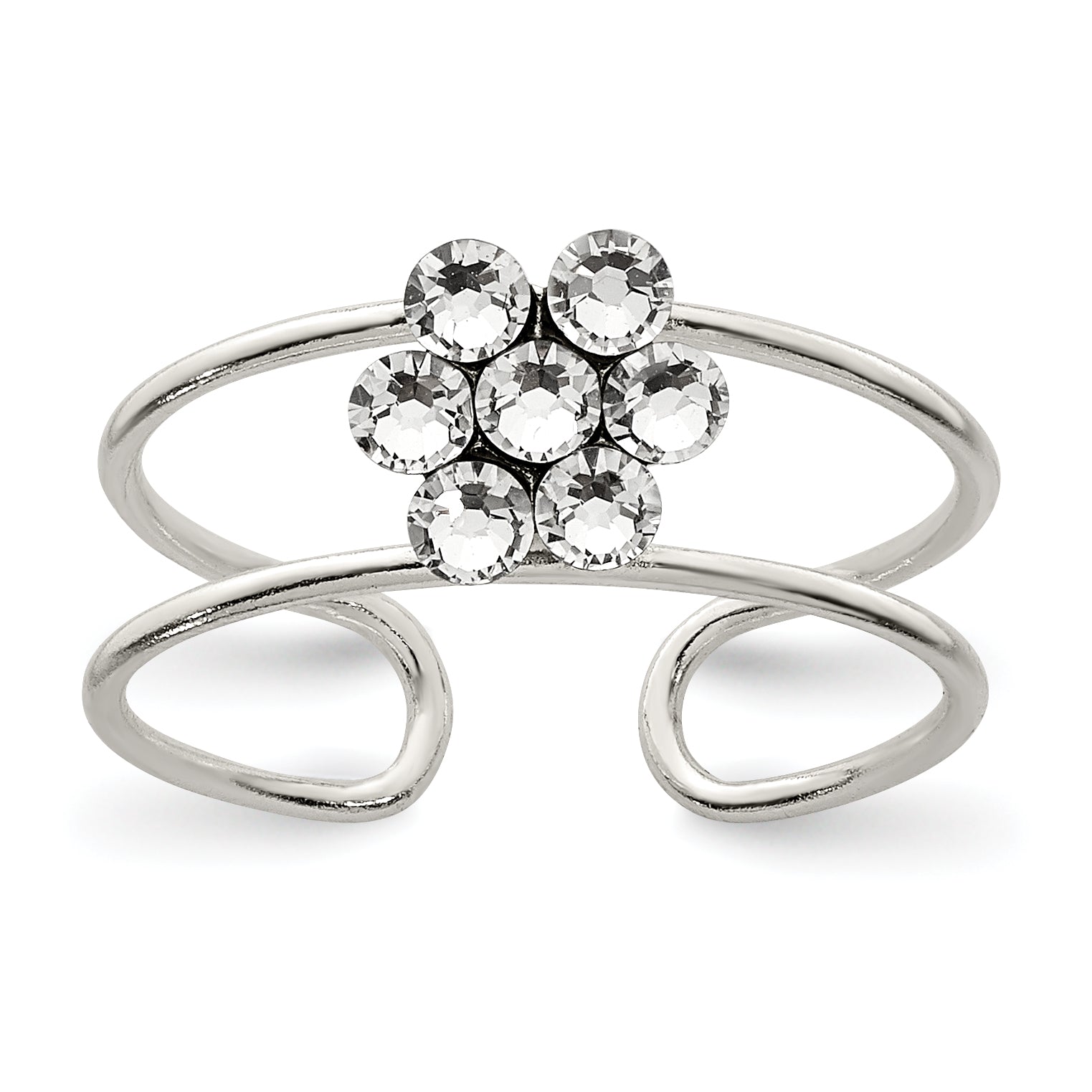 Sterling Silver CZ Flower Toe Ring Main image