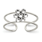 Sterling Silver CZ Flower Toe Ring