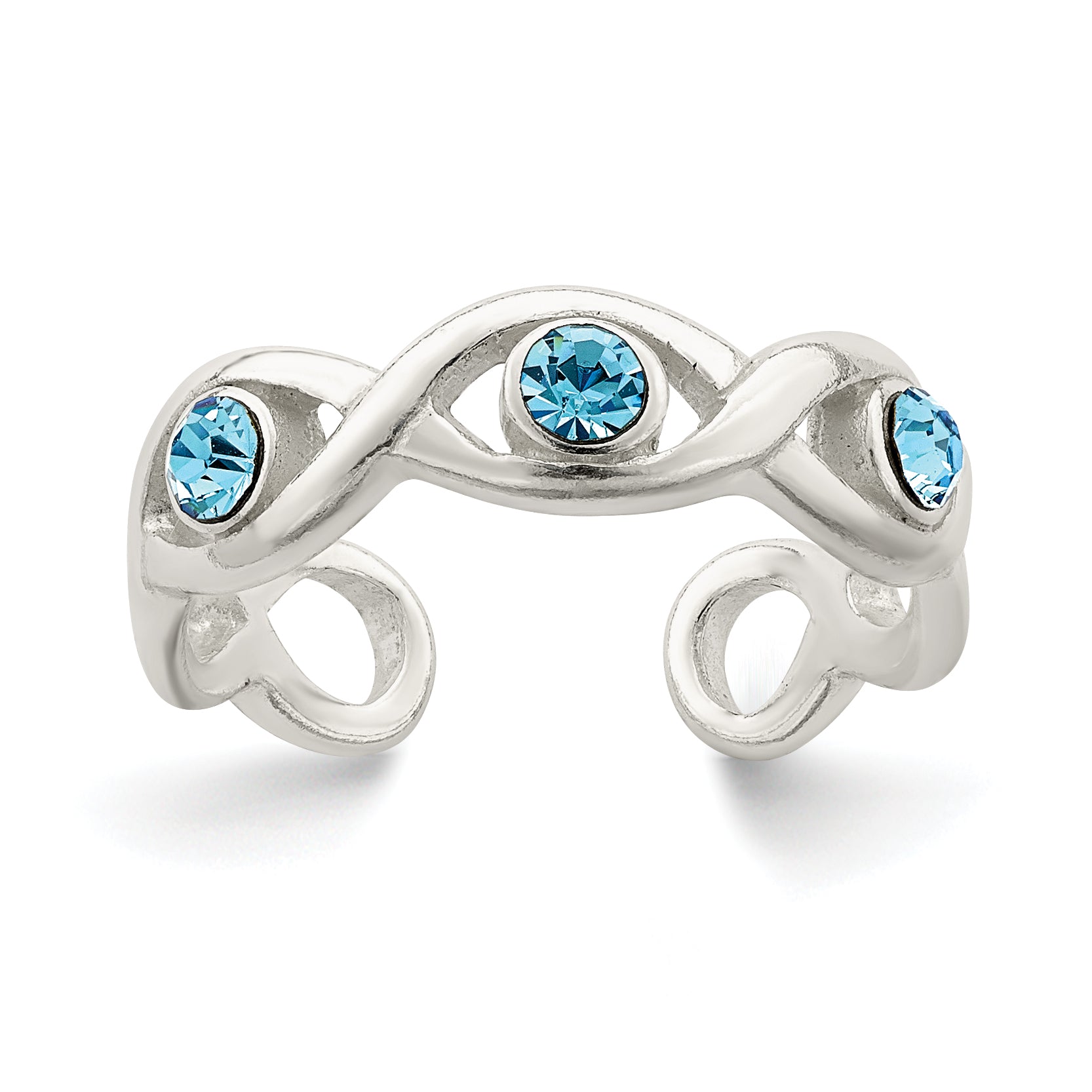 Sterling Silver Stellux Crystal Toe Ring Main image
