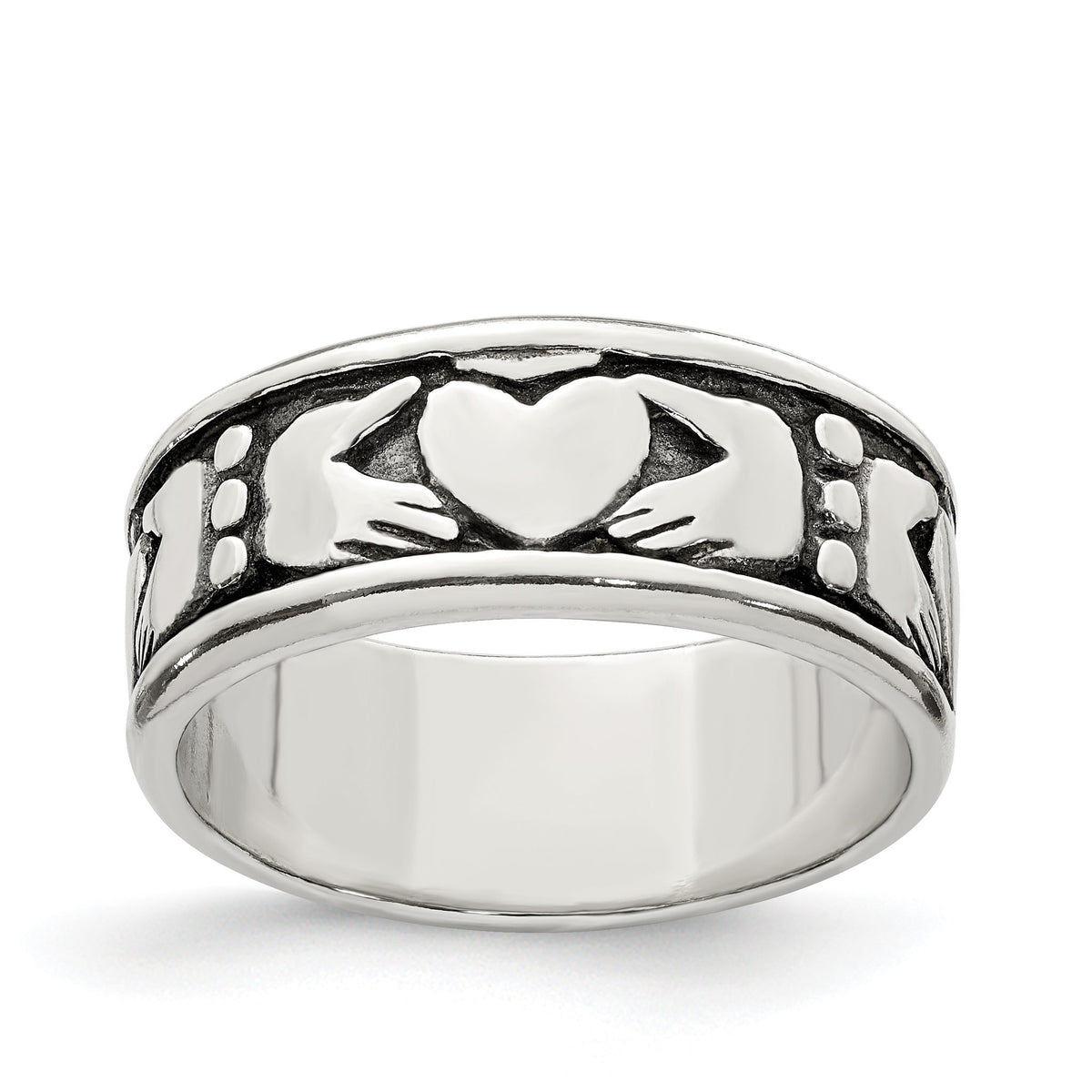 Sterling Silver Claddagh Design Ring - Sophia Jewelers Main image