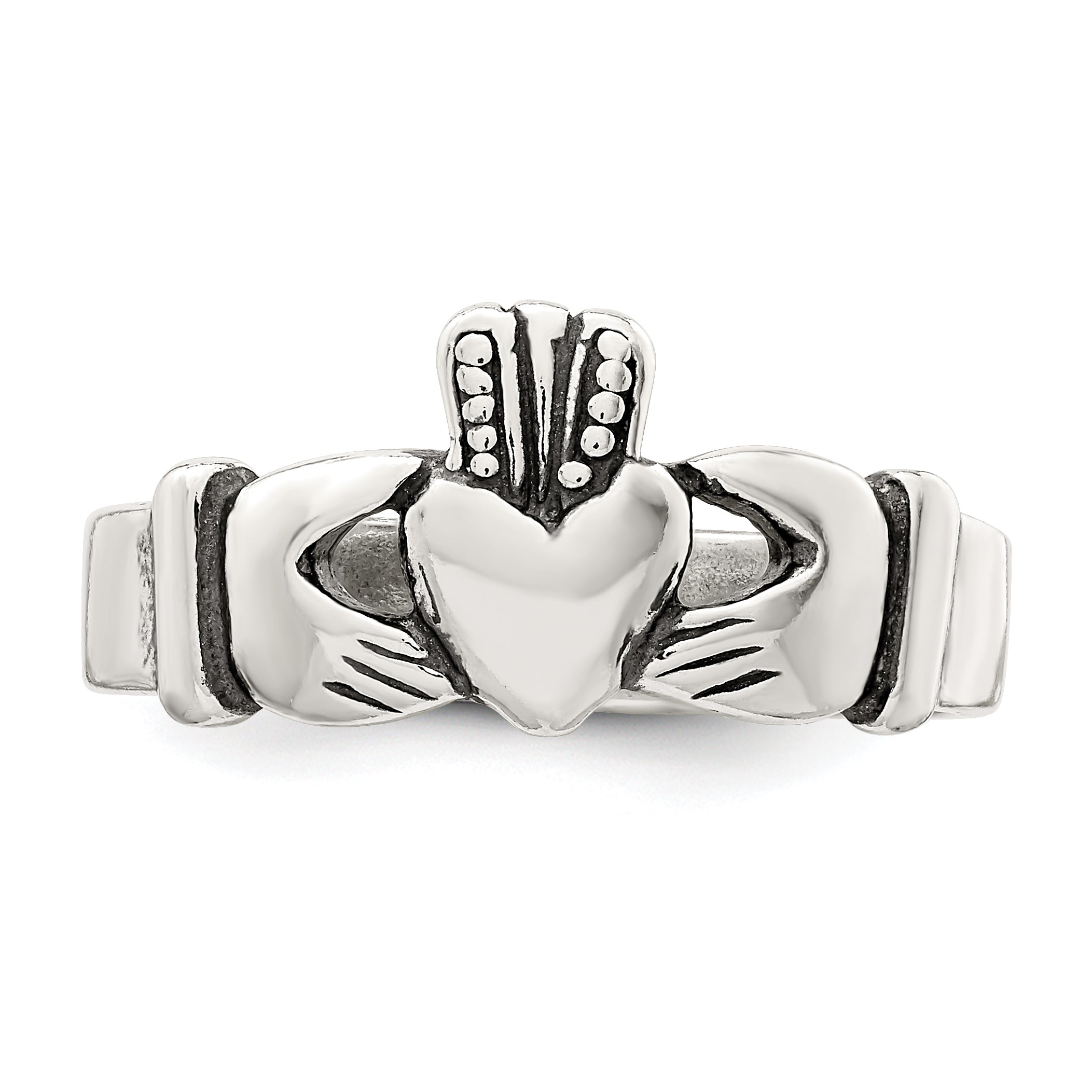 Sterling Silver Antiqued Claddagh Ring