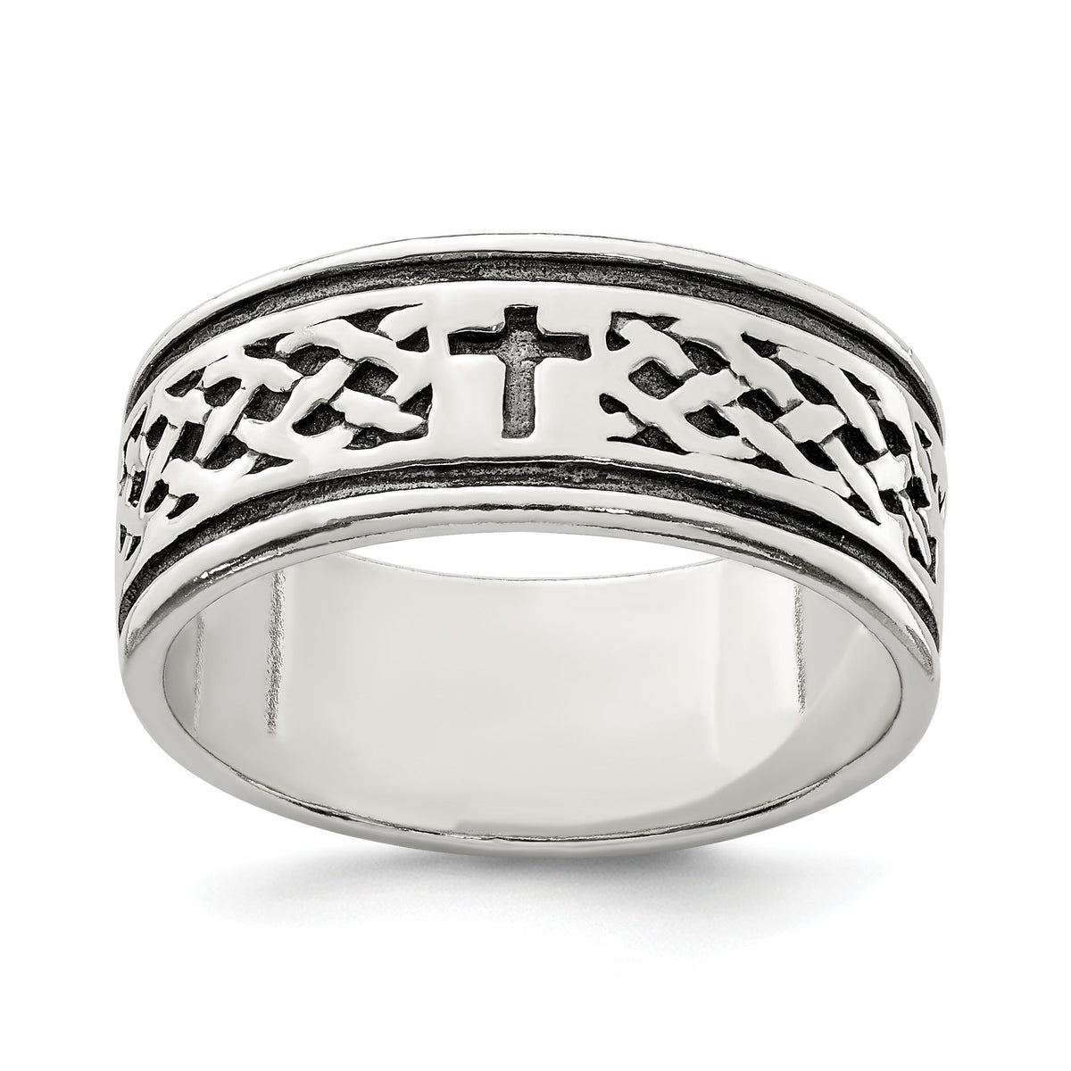 Men's Cross & Weave Ring in Sterling Silver - Sophia Jewelers Main image