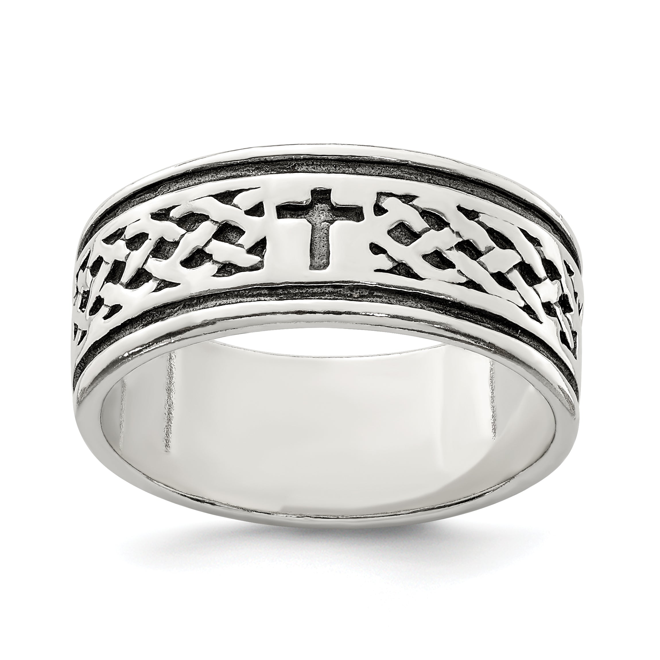 Sterling Silver Cross & Weave Design Ring Main image