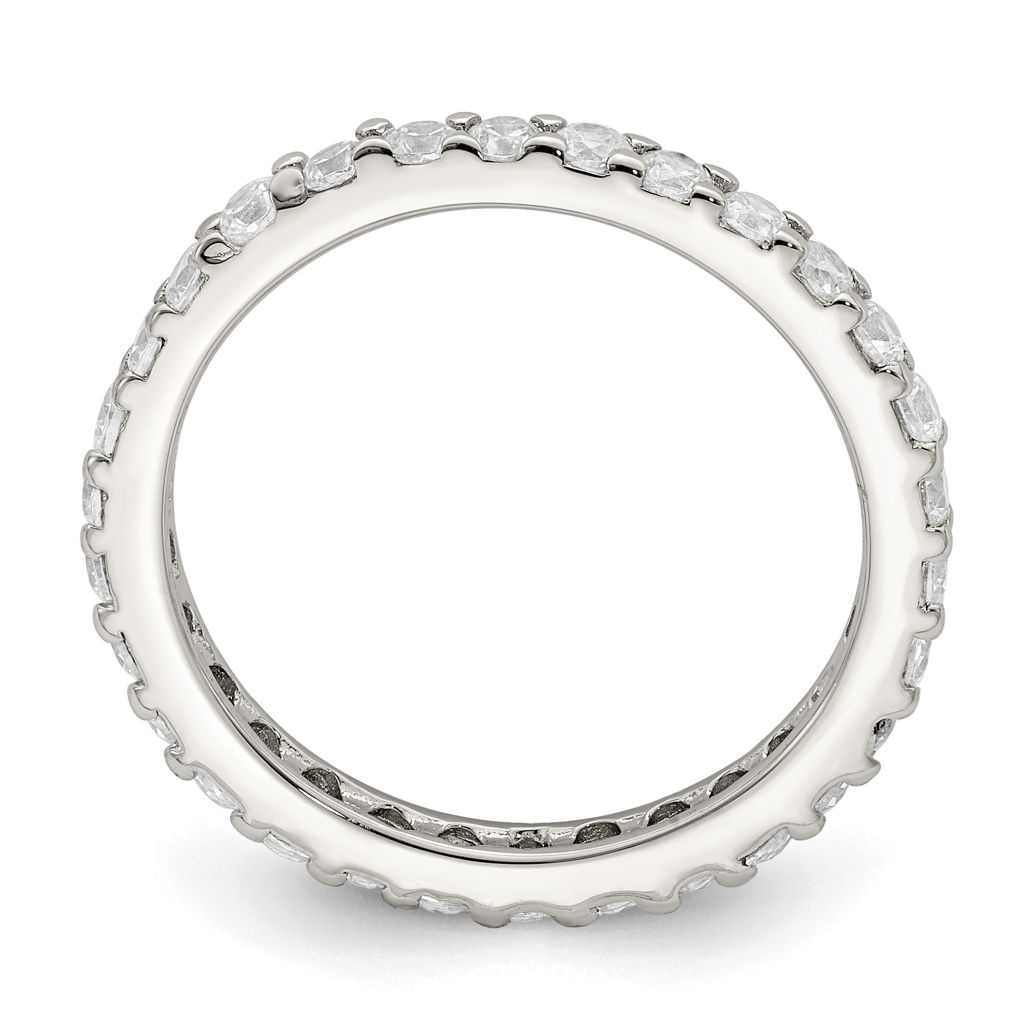 Sterling Silver Rhodium-Plated Cubic Zirconi Ring Secondary image