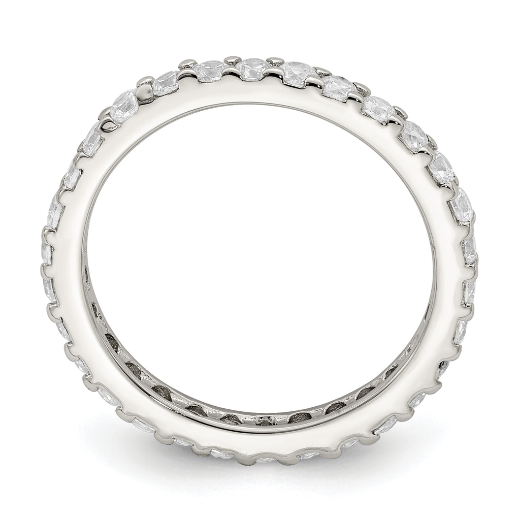 Sterling Silver Rhodium-Plated Cubic Zirconi Ring