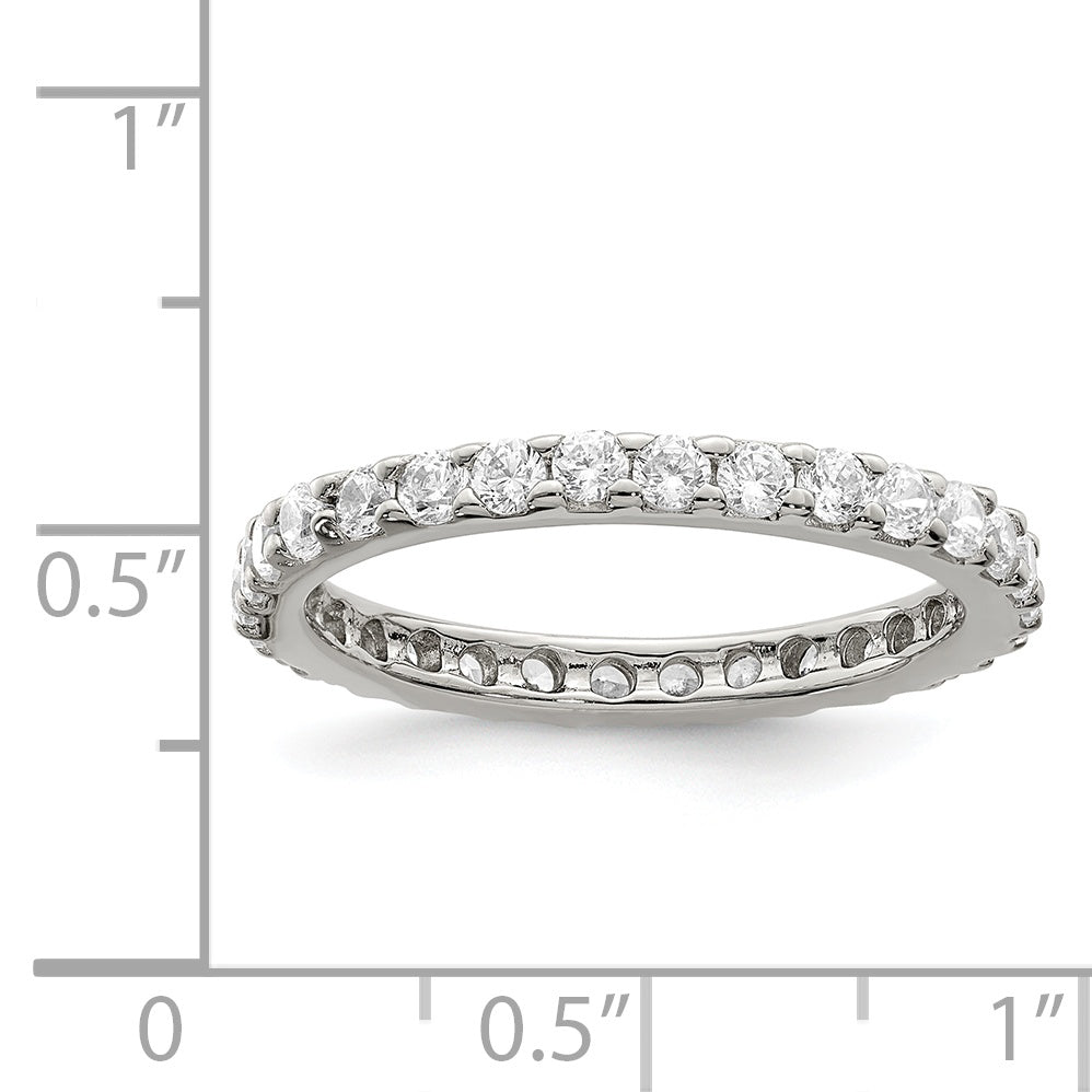 Sterling Silver Rhodium-Plated Cubic Zirconi Ring