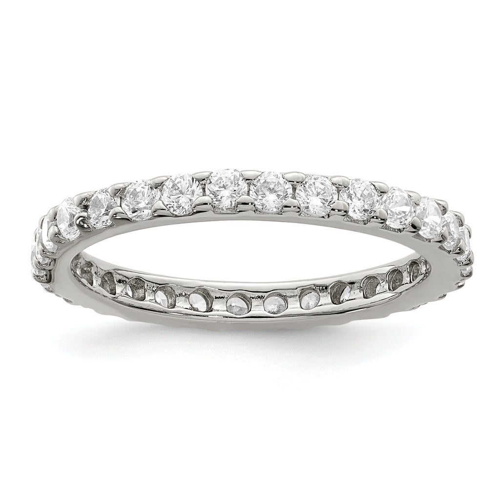 Sterling Silver Rhodium-Plated Cubic Zirconi Ring