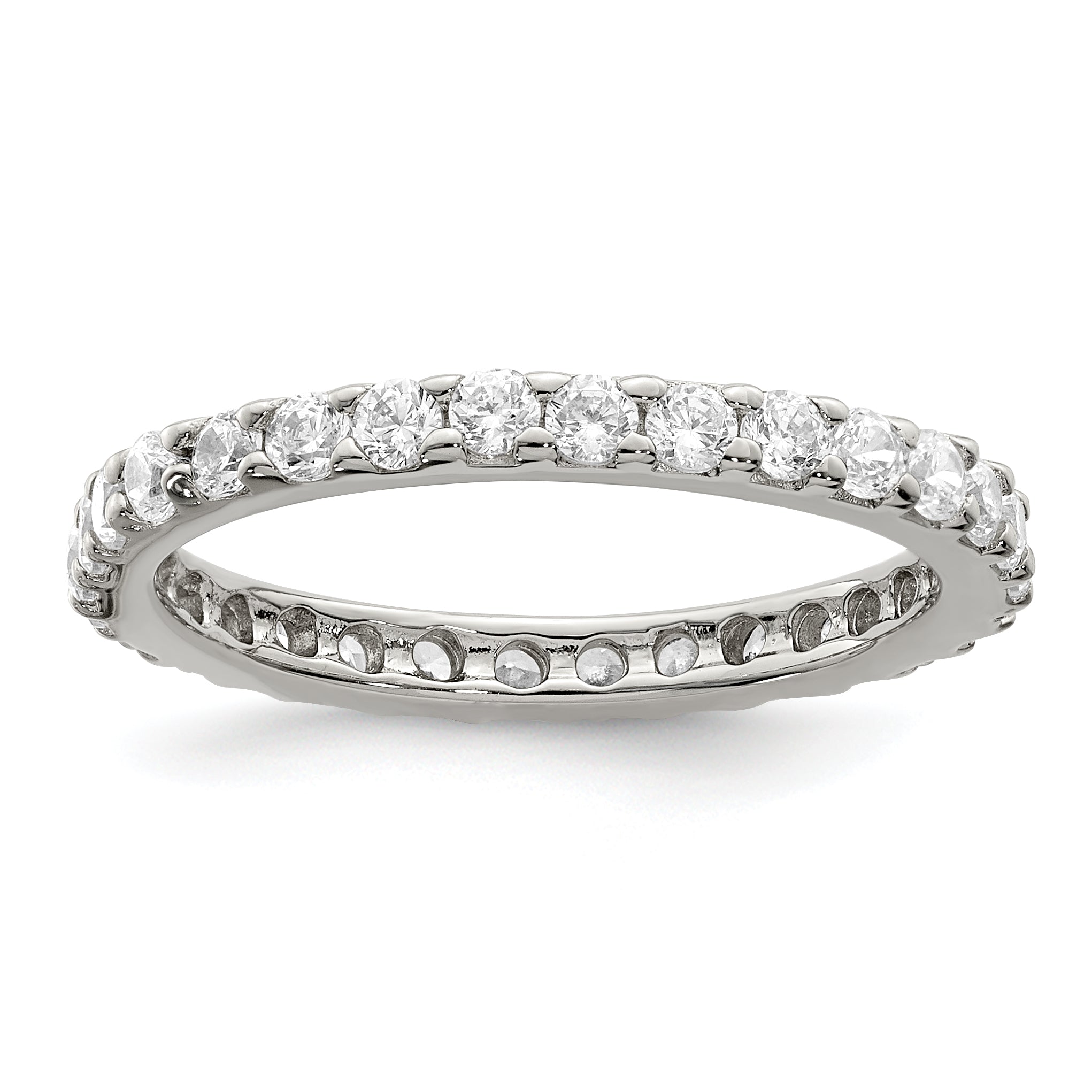 Sterling Silver Rhodium-Plated Cubic Zirconi Ring