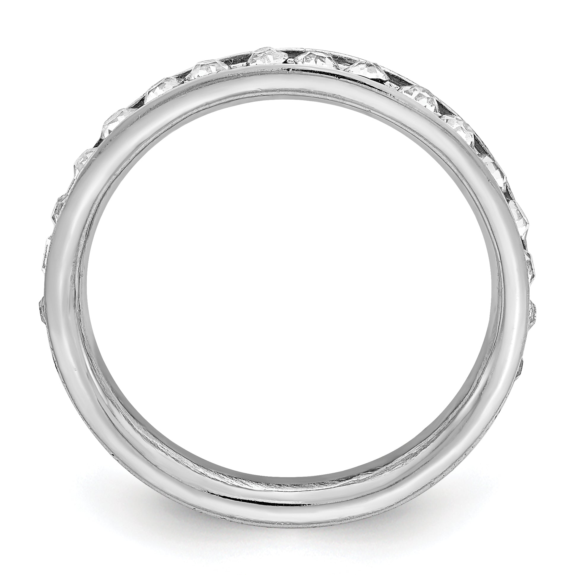 Sterling Silver Rhodium-plated Crystal Eternity Band Secondary image