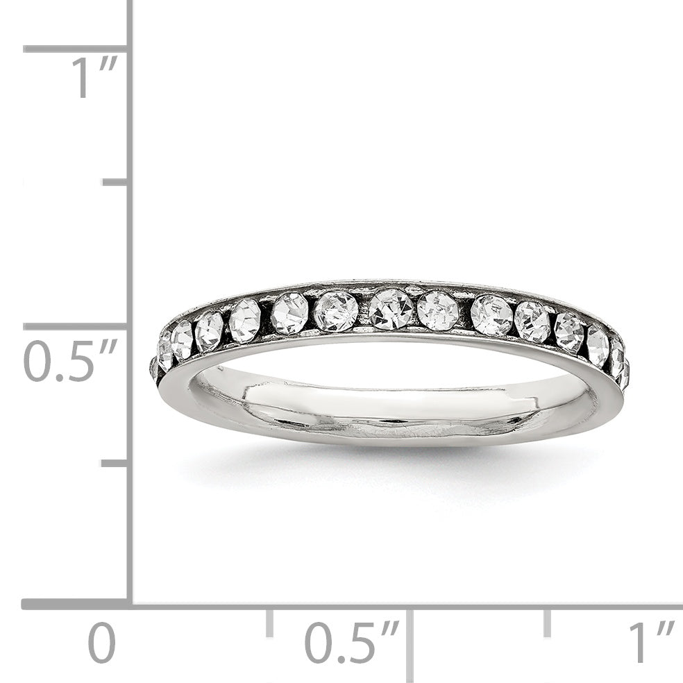 Sterling Silver Rhodium-plated Crystal Eternity Band