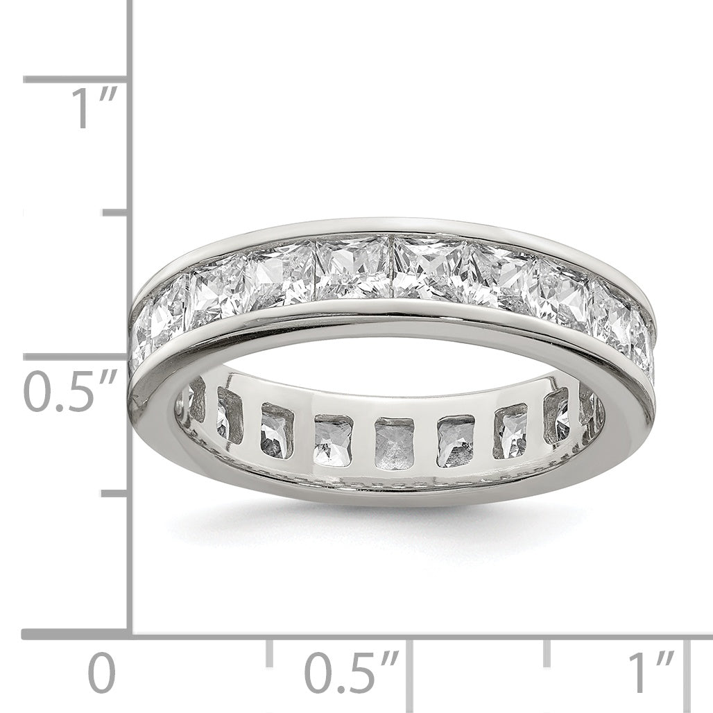 Sterling Silver Rhodium-plated CZ Eternity Band Secondary image