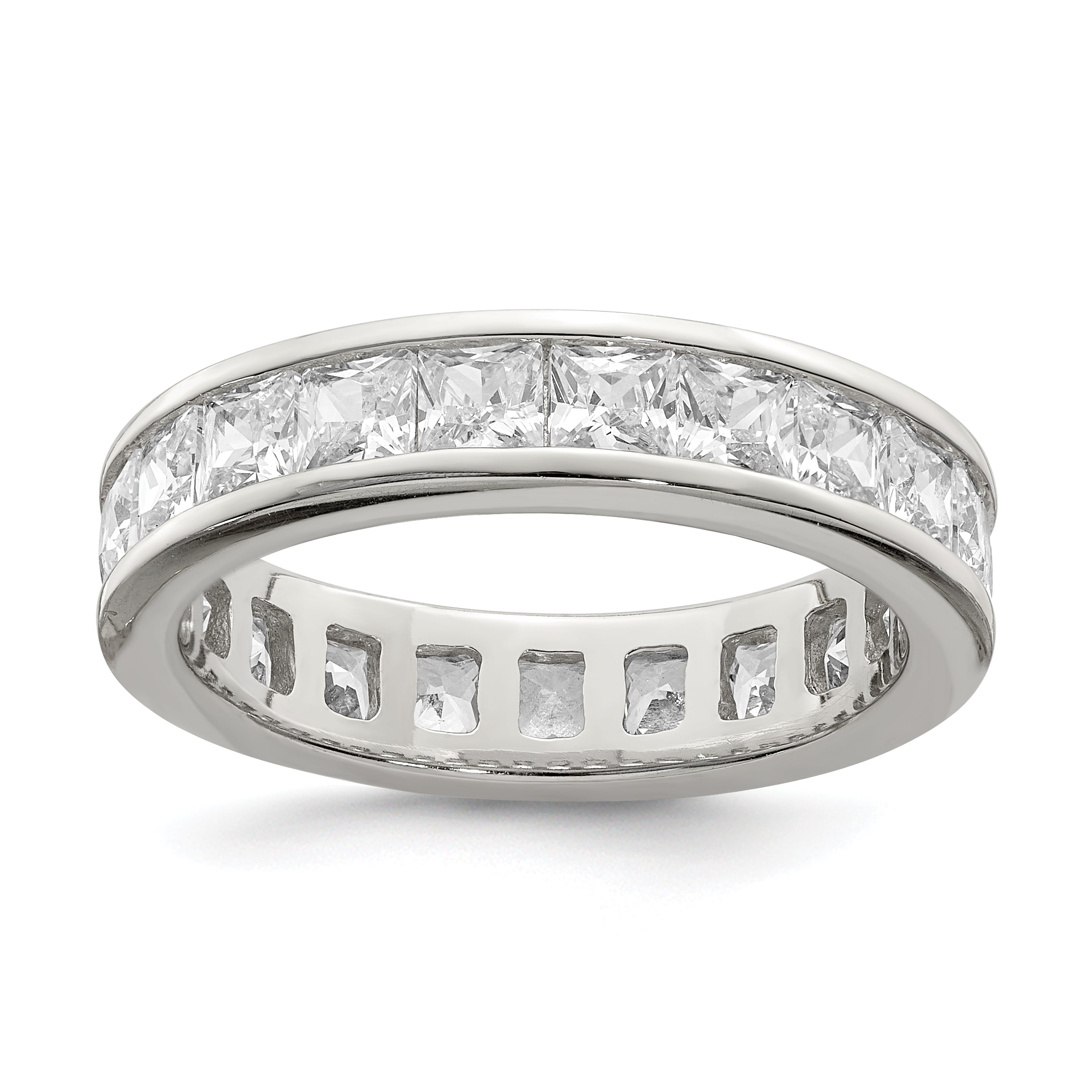 Sterling Silver Rhodium-plated CZ Eternity Band Main image